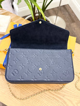 Load image into Gallery viewer, LOUIS VUITTON 2024 Félicie Pochette Empriente Leather Chain Crossbody Bag - Navy
