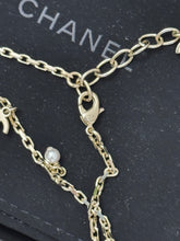 Load image into Gallery viewer, CHANEL CC Chain Anklet Bracelet Metal with Faux Pearl in Gold & Pearly White
