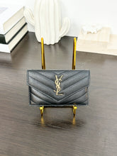Load image into Gallery viewer, SAINT LAURENT YSL Monogram Ziptop Flap Grained Leather Card Case in Black