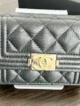Load image into Gallery viewer, CHANEL Caviar Quilted Small Boy Flap Wallet in Black