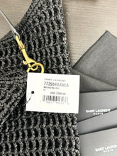 Load image into Gallery viewer, SAINT LAURENT 2024 Oxalis Leather-trimmed Raffia Shoulder Bag in Black