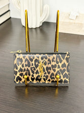 Load image into Gallery viewer, SAINT LAURENT Cassandre Zipped Fragments Credit Card Case in Leopard