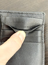 Load image into Gallery viewer, SAINT LAURENT YSL Monogram Ziptop Flap Grained Leather Card Case in Black