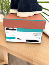 Load image into Gallery viewer, LORO PIANA Women’s Open Walk Suede Booties in Argo Blue Melane - EU38