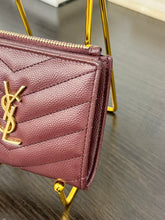 Load image into Gallery viewer, SAINT LAURENT Cassandre Matelasse Embossed Leather Bi-Fold Wallet in Burgundy