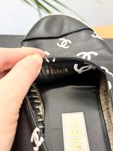 Load image into Gallery viewer, CHANEL 2023 Printed Crazy CC Logo Lambskin Espadrilles in Black/White - EU38