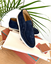 Load image into Gallery viewer, LORO PIANA Women’s Open Walk Suede Booties in Argo Blue Melane - EU38