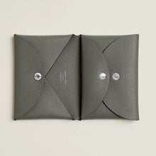 Load image into Gallery viewer, HERMES 2024 Calvi Duo Compact Card Holder in Gris Meyer / Evercolor