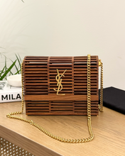 Load image into Gallery viewer, SAINT LAURENT Kate Wooden Cage Shoulder Bag - Brown