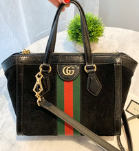 Load image into Gallery viewer, GUCCI Ophidia Suede Mini Tote Bag In Black