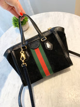 Load image into Gallery viewer, GUCCI Ophidia Suede Mini Tote Bag In Black