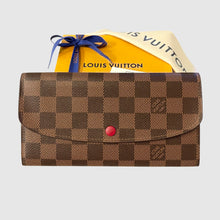 Load image into Gallery viewer, LOUIS VUITTON 2021 Damier Ebene Emilie Wallet In Rouge