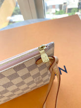 Load image into Gallery viewer, Louis Vuitton 2021 Neverfull GM Damier Azur Pochette Wristlet Pouch In Rose Ballerine