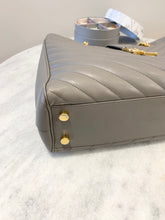 Load image into Gallery viewer, SAINT LAURENT Quilted Grained Leather Monogram Chain Bo Cassandre Tote Bag In Grey