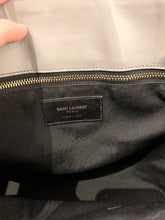 Load image into Gallery viewer, SAINT LAURENT Quilted Grained Leather Monogram Chain Bo Cassandre Tote Bag In Grey