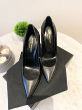 Load image into Gallery viewer, SAINT LAURENT Opyum Leather Pumps In Black/Gold Size EU 37.5