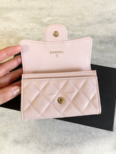 Load image into Gallery viewer, CHANEL 2021 Caviar Quilted Flap Card Holder In Light Pink