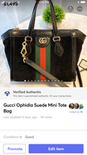 Load image into Gallery viewer, GUCCI Ophidia Suede Mini Tote Bag In Black