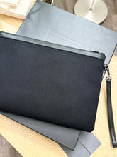 Load image into Gallery viewer, SAINT LAURENT Rive Gauche Linen Canvas Wristlet Pouch in Black
