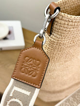 Load image into Gallery viewer, [SOLD] LOEWE Slit Large Raffia and Calfskin Tote Bag - Natural/Tan
