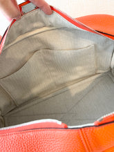 Load image into Gallery viewer, HERMES Clemence Leather Victoria 36 Bag / Orange Poppy / Palladium Hardware

