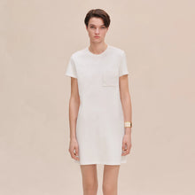 Load image into Gallery viewer, HERMES Embroidered Pocket Straight Dress in Plain Cotton Jersey / Blanc / EU36 Co
