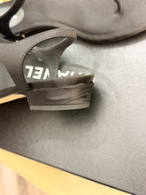 Load image into Gallery viewer, CHANEL Interlocking CC Logo Satin T-strap Sandals in Black
