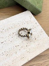 Load image into Gallery viewer, GUCCI Double G Ring With Clear Crystals - Gold - Size 6
