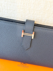 HERMES 2022 Bearn Wallet in Bleu Indigo / Epsom Leather