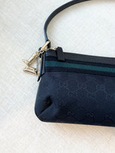Load image into Gallery viewer, GUCCI GG Monogram Canvas Charm Web Pochette / Black
