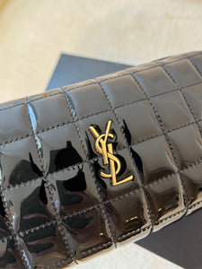 SAINT LAURENT 2024 Cassandre Matelassé Carré Pouch on Chain / Black