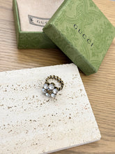 Load image into Gallery viewer, GUCCI Double G Ring With Clear Crystals - Gold - Size 6

