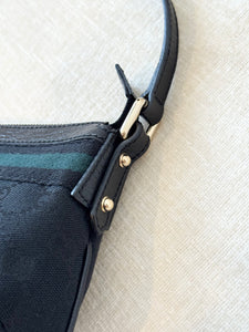 GUCCI GG Monogram Canvas Charm Web Pochette / Black