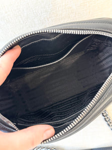 PRADA Diagramme Leather Small Camera Crossbody Bag - Black
