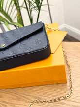 Load image into Gallery viewer, LOUIS VUITTON 2024 Félicie Pochette Empriente Leather Chain Crossbody Bag - Navy
