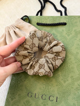 Load image into Gallery viewer, GUCCI Women GG Canvas Scrunchie with Logo Plaque - Brown / OS
