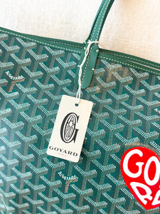 💚 NEW! 2025 GOYARD Saint Louis GM Canvas Leather Tote Bag / Green