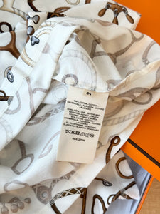 HERMES 2024 “Panoplie Tout Cuir” Cotton Straight Dress / Blanc Naturel / EU 34