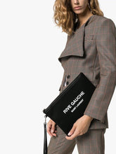 Load image into Gallery viewer, SAINT LAURENT Rive Gauche Linen Canvas Wristlet Pouch in Black
