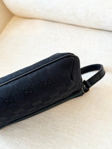GUCCI GG Monogram Canvas Charm Web Pochette / Black