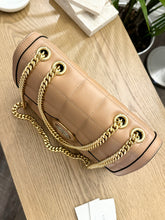 Load image into Gallery viewer, GUCCI Deco Logo-Embellished Quilted Leather Shoulder Bag in Beige
