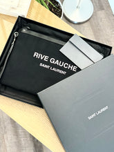 Load image into Gallery viewer, SAINT LAURENT Rive Gauche Linen Canvas Wristlet Pouch in Black
