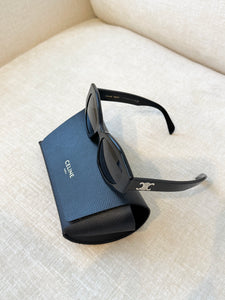 CELINE EYEWEAR Triomphe Cat-eye Acetate Sunglasses / Black
