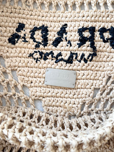 PRADA Raffia Crochet Logo Tote Bag - Neutral