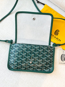 💚 NEW! 2025 GOYARD Plumet Pocket Canvas Leather Crossbody Bag / Green