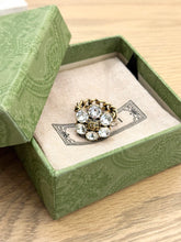 Load image into Gallery viewer, GUCCI Double G Ring With Clear Crystals - Gold - Size 6

