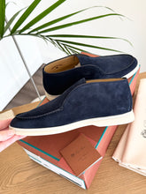 Load image into Gallery viewer, LORO PIANA Women’s Open Walk Suede Booties in Argo Blue Melane - EU38
