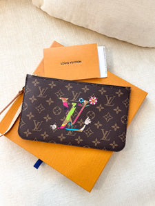 LOUIS VUITTON 2025 LV x TM Takashi Murakami Monogram Pochette Wristlet Pouch