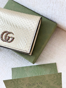 GUCCI GG Marmont Python Card Case Wallet / Gold