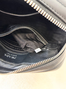 PRADA Diagramme Leather Small Camera Crossbody Bag - Black